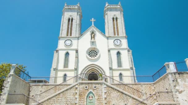 青空のある晴れた日のヌメアニューカレドニア聖ジョセフ大聖堂 — ストック動画