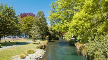 Christchurch Yeni Zelanda Avon Nehri Yeşil Park Ortamında İyi Hava Zevk Yerliler ve Turistler ile Şehir Merkezi üzerinden Akan