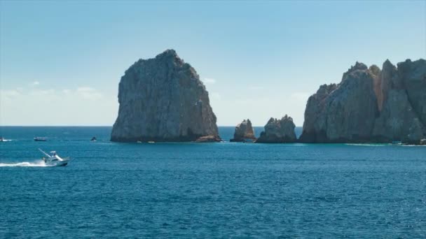 Cabo San Lucas Mexiko Iconic Přírodní Pobřežní Topografie Uzavírající Slunečného — Stock video