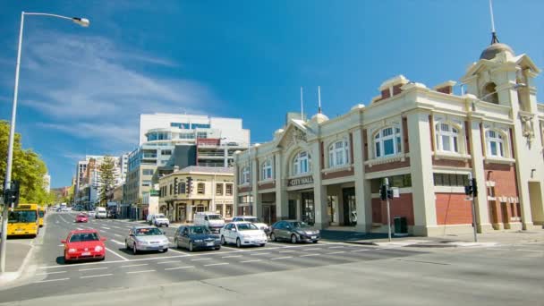 Hobart Tasmania Australia Municipio Edificio Esterno Macquarie Street Con Traffico — Video Stock