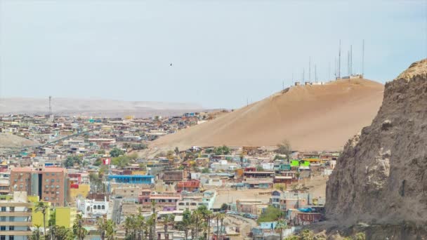 Arica Chili Amérique Sud Desert City Bâtiments Entouré Montagnes Sèches — Video