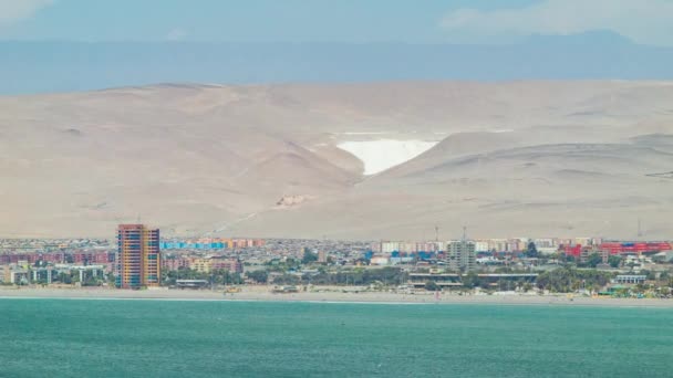 Arica Chile Pueblo Frente Mar Paisaje Montaña Del Desierto Con — Vídeo de stock