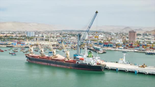 Puerto Arica Chile Con Barcos Barcos Puerto Del Muelle Una — Vídeo de stock