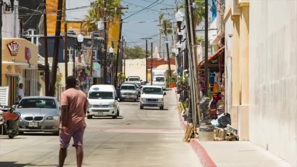 Cabo San Lucas Mexico Side Street Scene Met Beklede Lokale — Stockvideo
