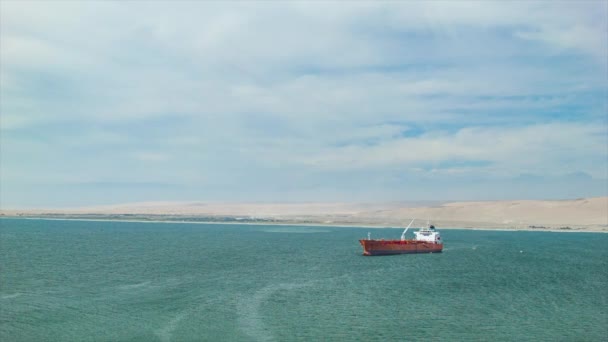 Freighter Ship Anchored Desert Coast Arica Chile Pacific Ocean South — Stock Video