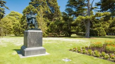 Christchurch Yeni Zelanda Botanik Bahçeleri Superintendent Sefton Moorhouse Heykeli Closeup Bir Sunshine Doğa Ayarı