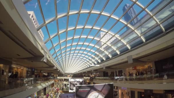 Nákupní Centrum Houston Galleria Interiér Středu Lidmi Pěšky Maloobchodních Obchodech — Stock video