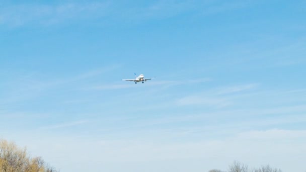 Passagierflugzeug Über Dem Kieselsteinpark Neben Dem Ronald Reagan National Airport — Stockvideo