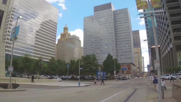 Scena Intersezione Della Città Nel Centro Houston Texas Con Approccio — Video Stock