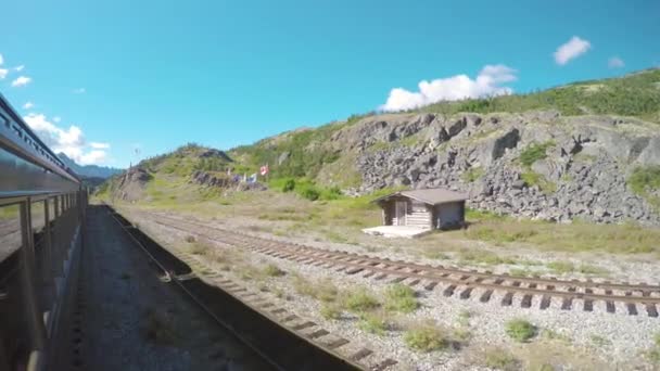 White Pass Dan Yukon Route Railroad Crossing Canada Usa Border — Stok Video