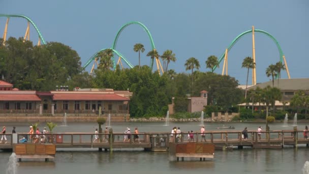 Visitatori Irriconoscibili Seaworld Adventure Park Orlando Florida Passeggiando Lungo Ponte — Video Stock