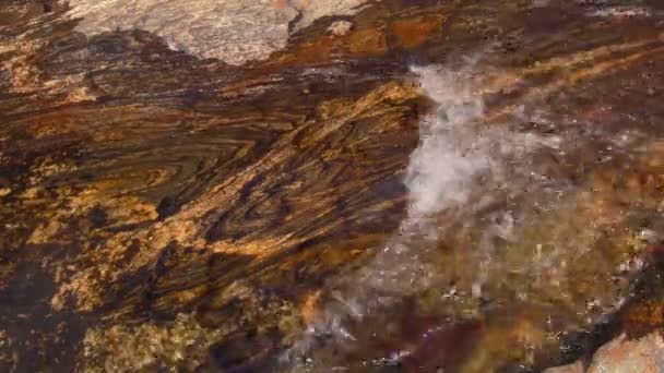 Een Close Van Rivier Water Loopt Natuurlijk Getextureerde Steen Het — Stockvideo