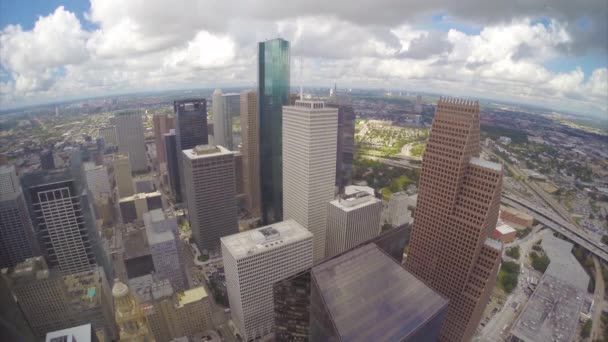 Downtown Houston Texas Épületek Látható Jpmorgan Chase Tower Sky Megfigyelő — Stock videók