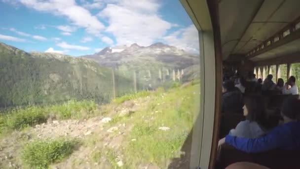 White Pass Yukon Route Railroad Scenery Big Train Windows Ludźmi — Wideo stockowe
