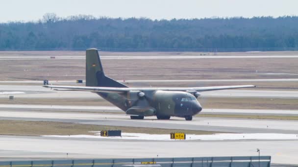 German Air Force 160 Transall Cargo Plane Taxiing Dulles International — Stock Video