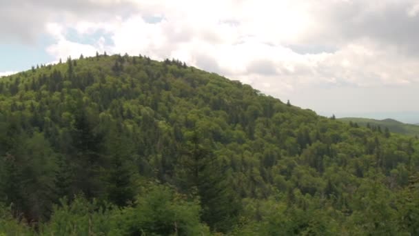 Pan Green Hills Appalachian Mountains Seen Blue Ridge Parkway Sunny — Stock Video