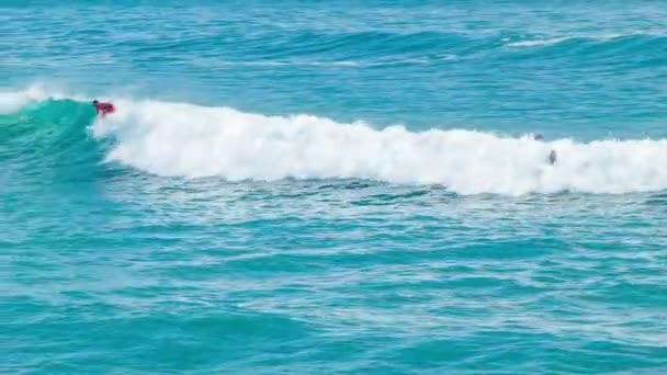 Grote Golven Surfen Tauranga Nieuw Zeeland Een Zonnige Dag Met — Stockvideo