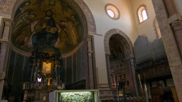 Duomo Roman Catholic Church Messina Sicily Italy Organ Painted Ceiling — Stock Video