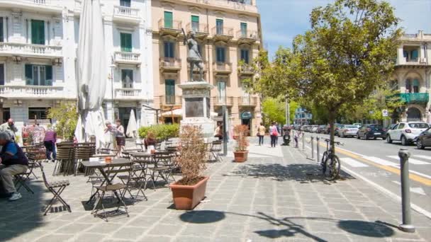 Messina Sicilia Street Scene Piazza Annunziata Dei Catalani Día Soleado — Vídeos de Stock