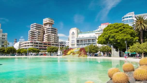 Het Schilderachtige Stadscentrum Van Tenerife Canary Islands Plaza Espana Met — Stockvideo