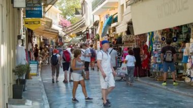 Atina Yunanistan Turistler Tarihi Eski Plaka Town Alışveriş Yerel Hediyelik Eşya Keşfederken Antik Yunan Başkenti Gezi