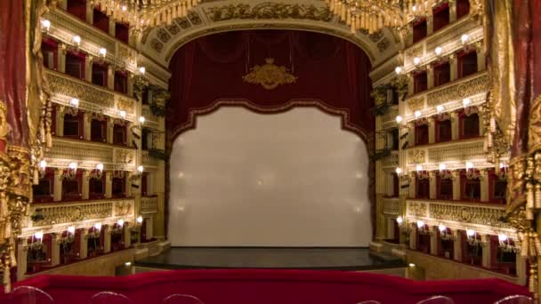 Nápoles Italia Teatro San Carlo Vista Hacia Escenario Desde Interior — Vídeo de stock