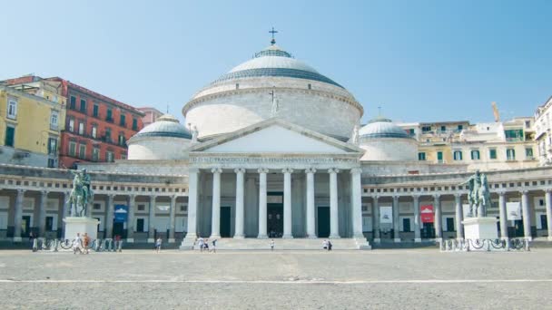 Neapel Italien Piazza Neo Classical Royal Palace Piazza Del Plebiscito — Stockvideo