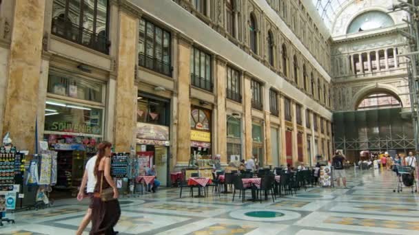 Neapel Italien Galleria Umberto Interiör Med Caféer Och Butiker Som — Stockvideo