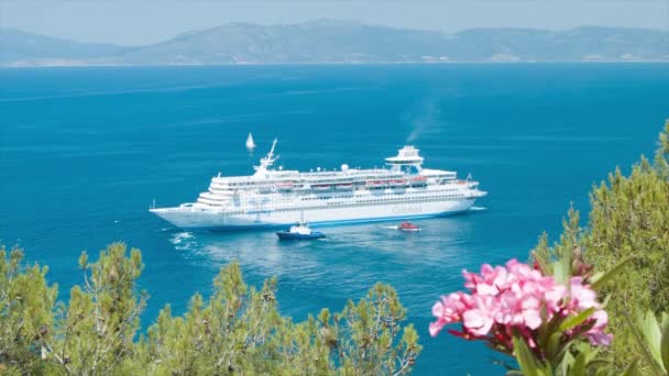 Kusadasi Turquía Industria Cruceros Turcos Con Barco Que Visita Vibrante — Vídeos de Stock
