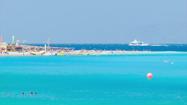 Blue Mediterranean Eli Beach Resort Rhodes Greece Beachfront Activities People — Stock Video