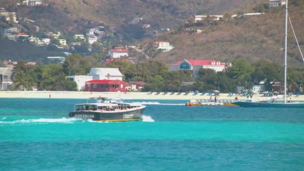 Philipsburg Maarten Tropický Břeh Velké Zátoky Návštěvními Turisty Kteří Užívají — Stock video