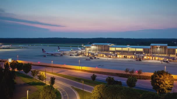 Timelapse Plateforme Aéroport International Rdu Raleigh Durham Avec Mouvements Aéronefs — Video