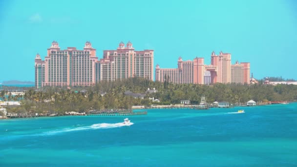 Atlantis Resort Paradise Island Nassau Bahamas Ambiente Tropicale Esotico Con — Video Stock