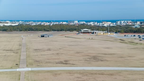Wright Brothers National Memorial Park Wide Airfield View Historical First — Stock Video