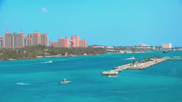 Přístav Nassau Baham Atlantidou Zázemí Tropické Exotickém Prostředí Pulzující Tyrkysovou — Stock video