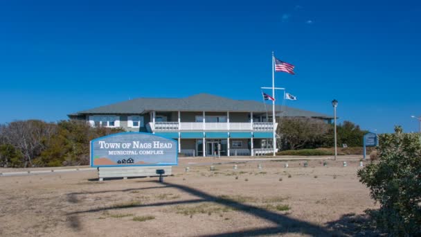 Town Nags Head Municipal Complex Building Exterior Sunny Day Outer — Stock Video