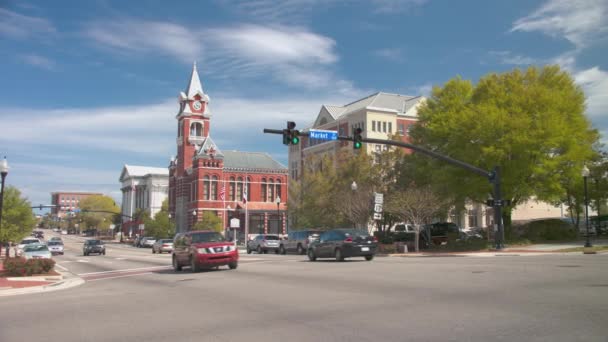 Wilmington Circulation Centre Ville Rue Avec Des Véhicules Conduisant Des — Video