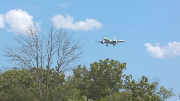 ワシントン Dcエアリンガスボーイング757 200ジェット旅客機ダレス国際空港Iadへの最終アプローチ — ストック動画