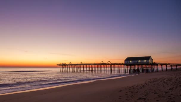 Kitty Hawk Pier Oceancape Sunrise Timelapse Las Orillas Exteriores Carolina — Vídeos de Stock