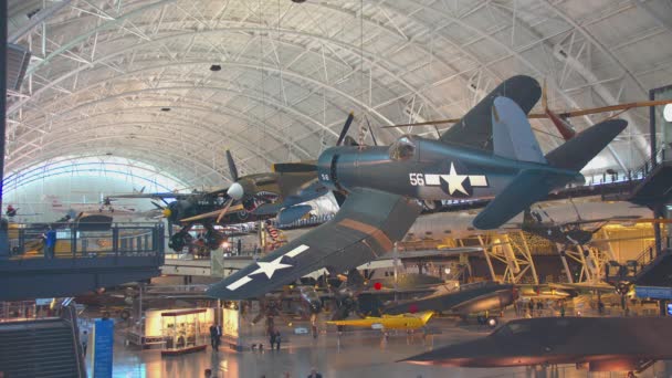 Washington Historical Fighter Samoloty Smithsonian Narodowe Muzeum Powietrza Przestrzeni Udvar — Wideo stockowe