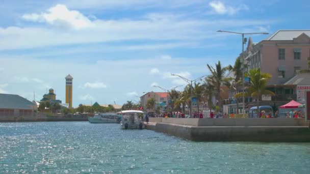 Nassau Bahamas Woodes Rogers Walk Waterfront Area Popular Cruise Port — Stockvideo