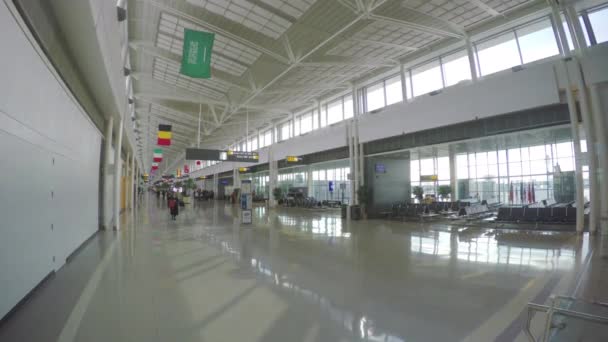 Washington Dulles International Airport Terminal Interior Passengers Walking Gates Country — Stock Video