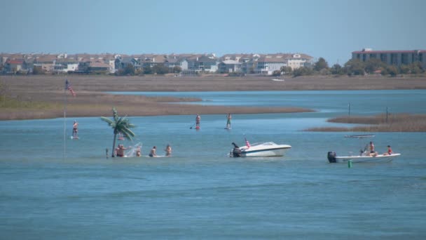 Spring Break Festa Intercoastal Waterway Wrightsville Beach Solig Dag Wilmington — Stockvideo