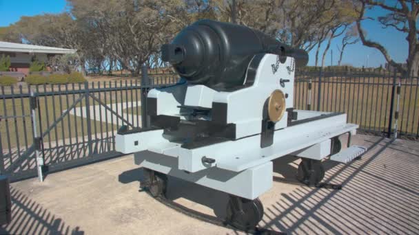 Fort Fisher Trophy Cannon Stronie Historycznej Wojny Domowej Eksponowane Państwowej — Wideo stockowe