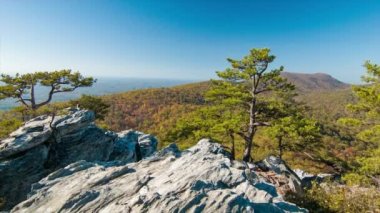 Kuzey Carolina Appalachian Dağları Sonbahar Renkleri ile Asma Rock State Park Overlook