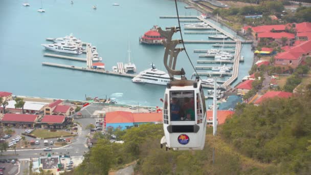 Thomas Jungfräulichen Inseln Paradies Punkt Seilbahn Bergauf Zur Aussichtsattraktion Charlotte — Stockvideo