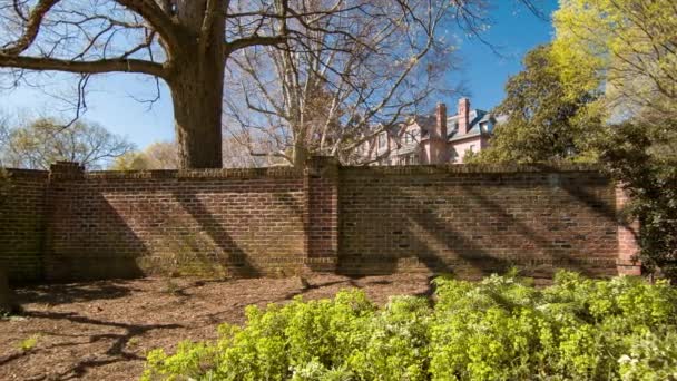 North Carolina Governors Mansion Garden Wall Downtown Raleigh Sunny Spring — Stock Video