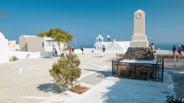 Santorini Yunanistan Turistler Popüler Yunan Adası Hedef Yaz Sezonunda Sunshine Hava ile Oia Kasabasında Tarihi Yunan Simgeleri Keşfetmek