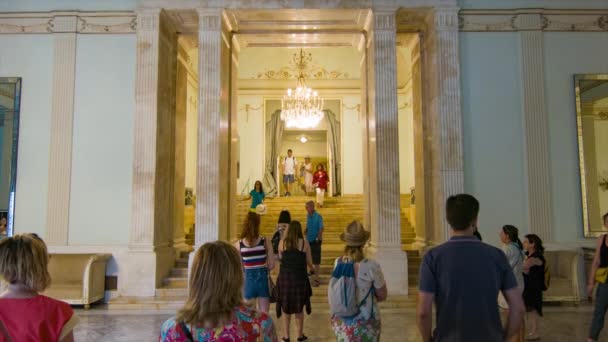 Neapol Itálie Teatro San Carlo Vyhlídkové Turisty Hale Lobby Intermisních — Stock video