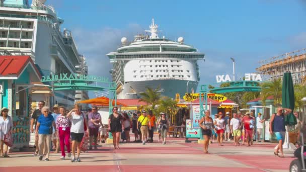 Philipsburg Maarten Upptagen Cruise Port Scen Med Besökande Kryssningsfartyg Och — Stockvideo